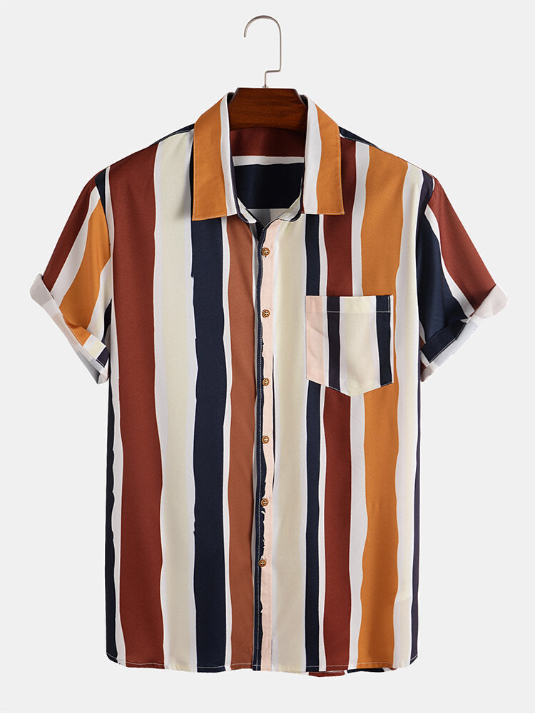 Men's Casual Wear Coffee Colour Printed Cotton Shirt