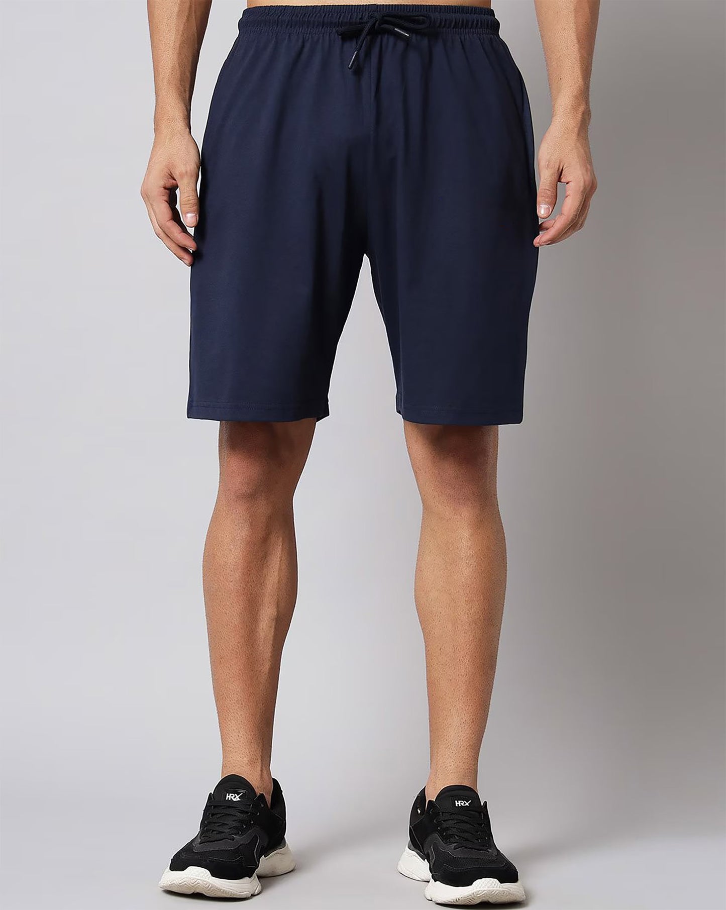 Navy Blue Plain T Shirt Half Sleeve And Shorts With Pocket