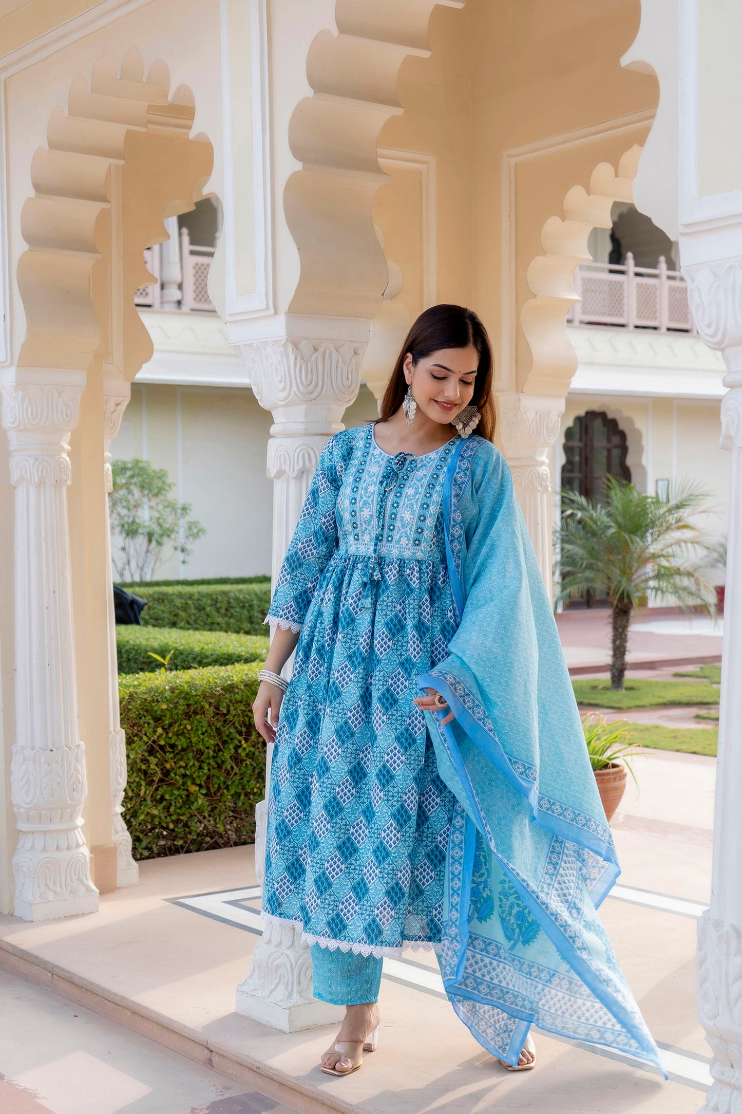 Women Embroidered Anarkali Kurta and Pant Set with Dupatta