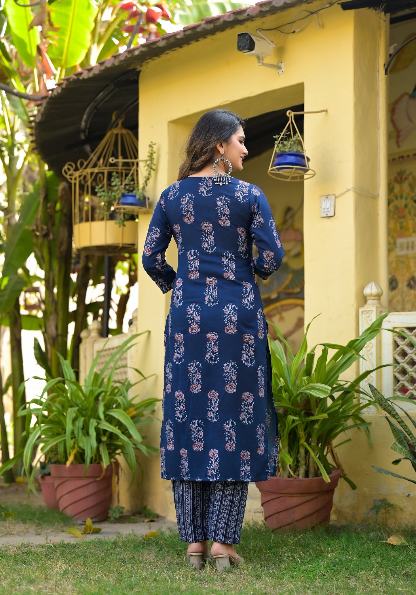 Floral Printed Kurta With Bottom Wear and Dupatta in Blue Color