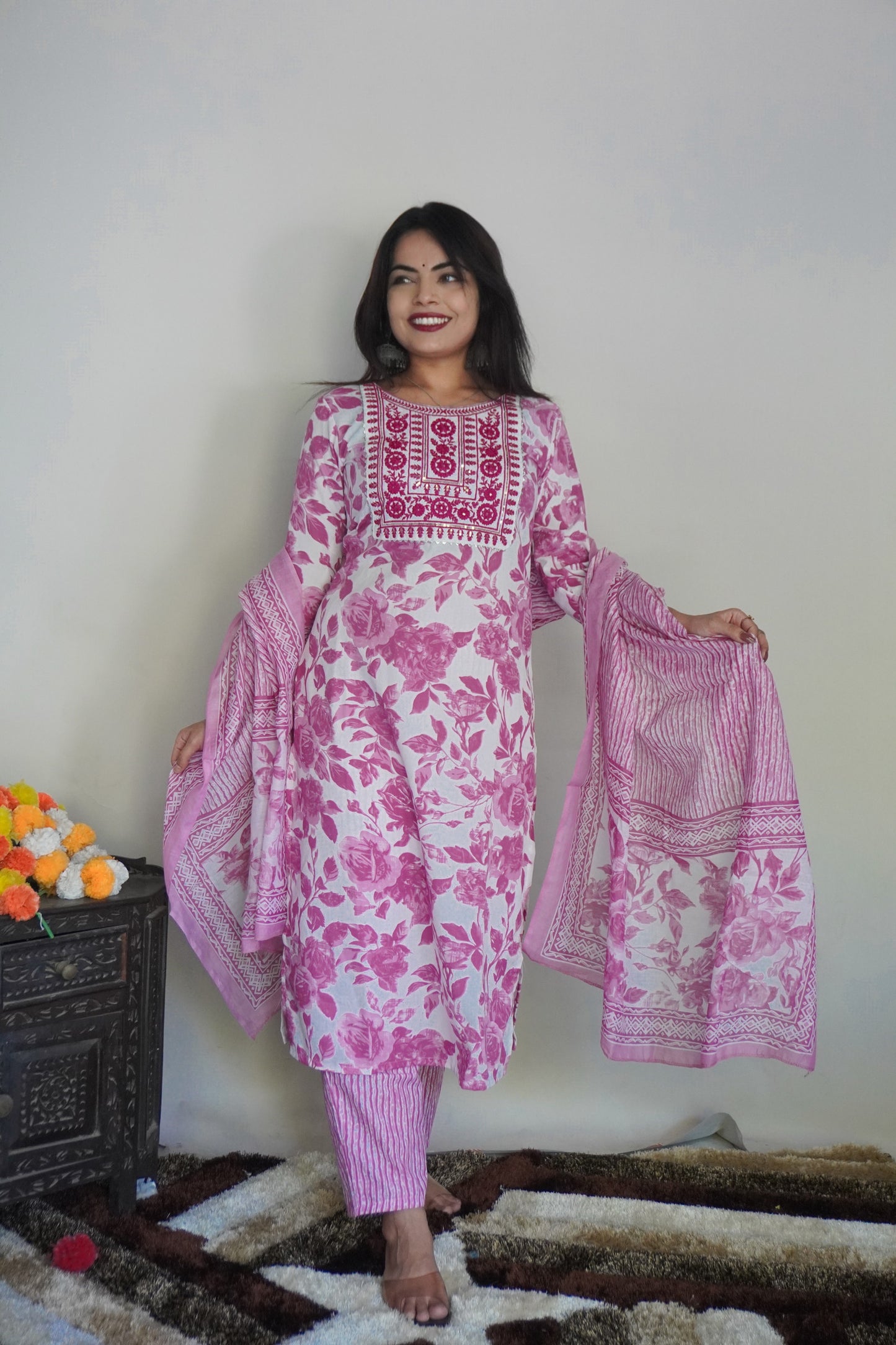 Beautiful Design Rayon Suit With Bottom And Dupatta