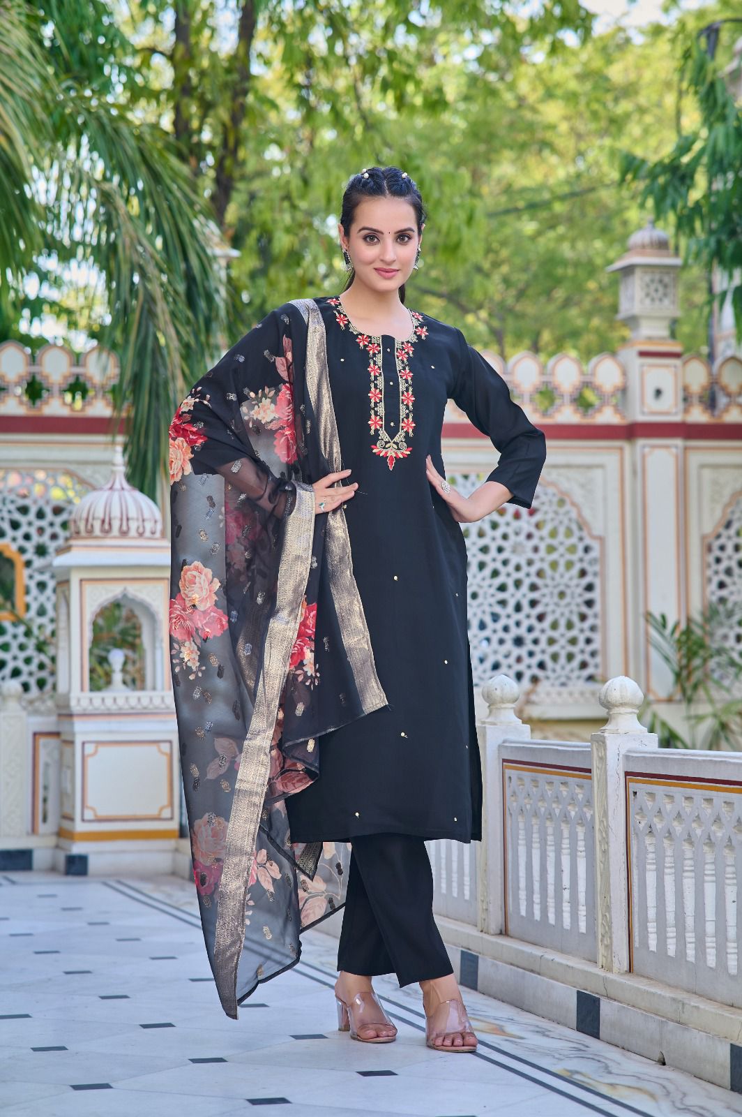 Designer Pure Chanderi  Kurta With Pant And Beautiful Dupatta