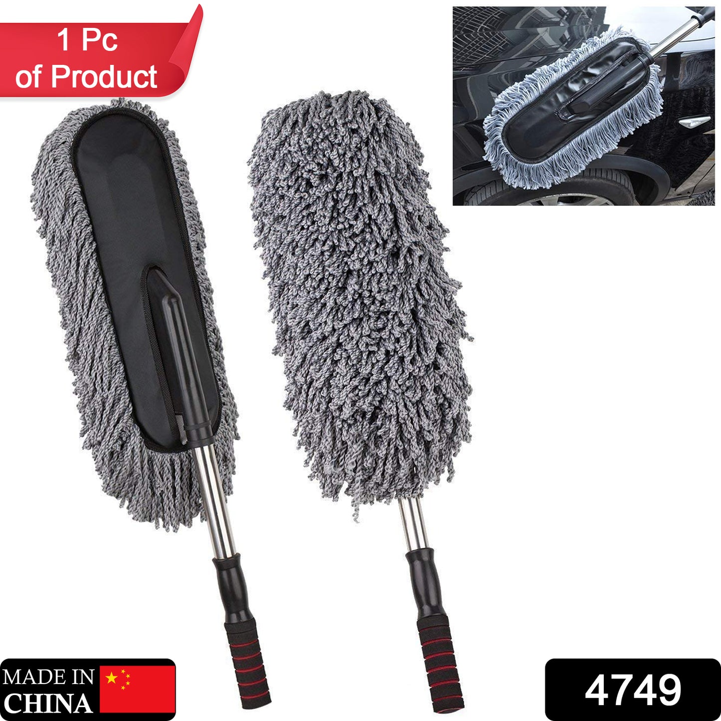 4749 Car Duster Long Retractablesoftnon-sliphandle Multipurpose Microfiber Wash Brush Vehicle Interior And Exterior Cleaning Kit With For Car Boats Or Home