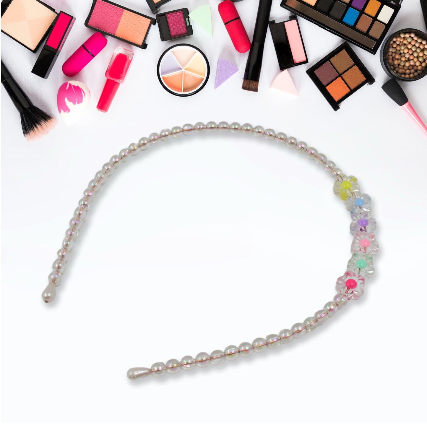 Hair Accessories Metal Handmade Colorful Beads With Pearls Fancy Party Hairband (1 Pc  Mix Design)