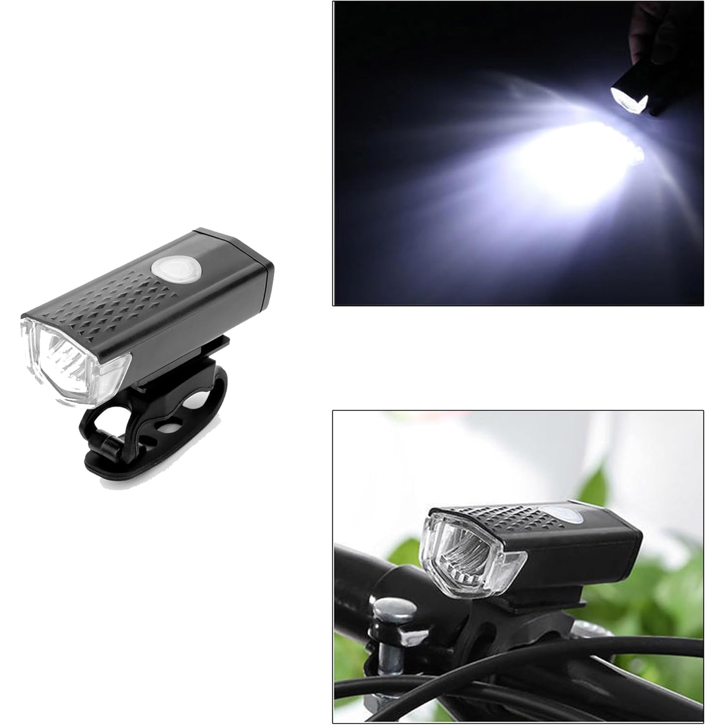 Combo Of Bicycle Led Usb Rechargeable Head Light And Tail Light (2 Pc Set)