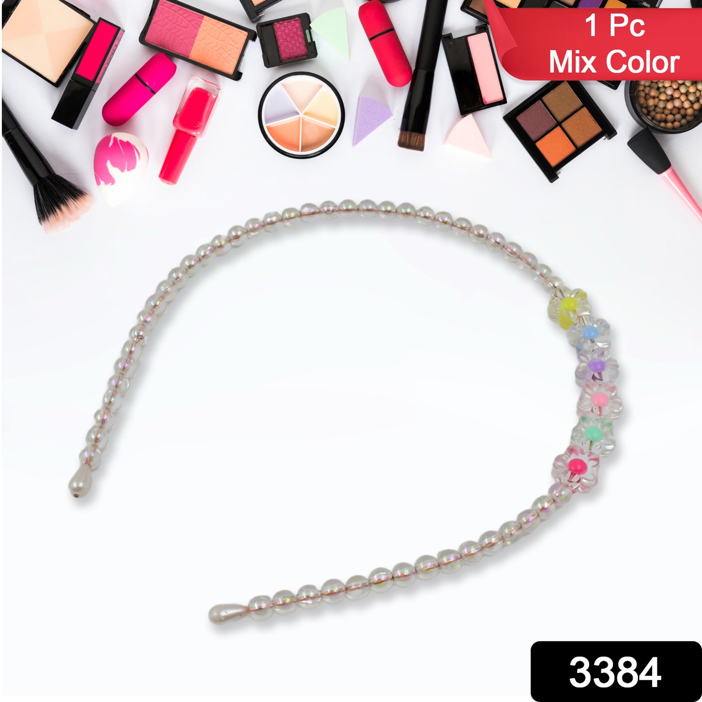 Hair Accessories Metal Handmade Colorful Beads With Pearls Fancy Party Hairband (1 Pc  Mix Design)