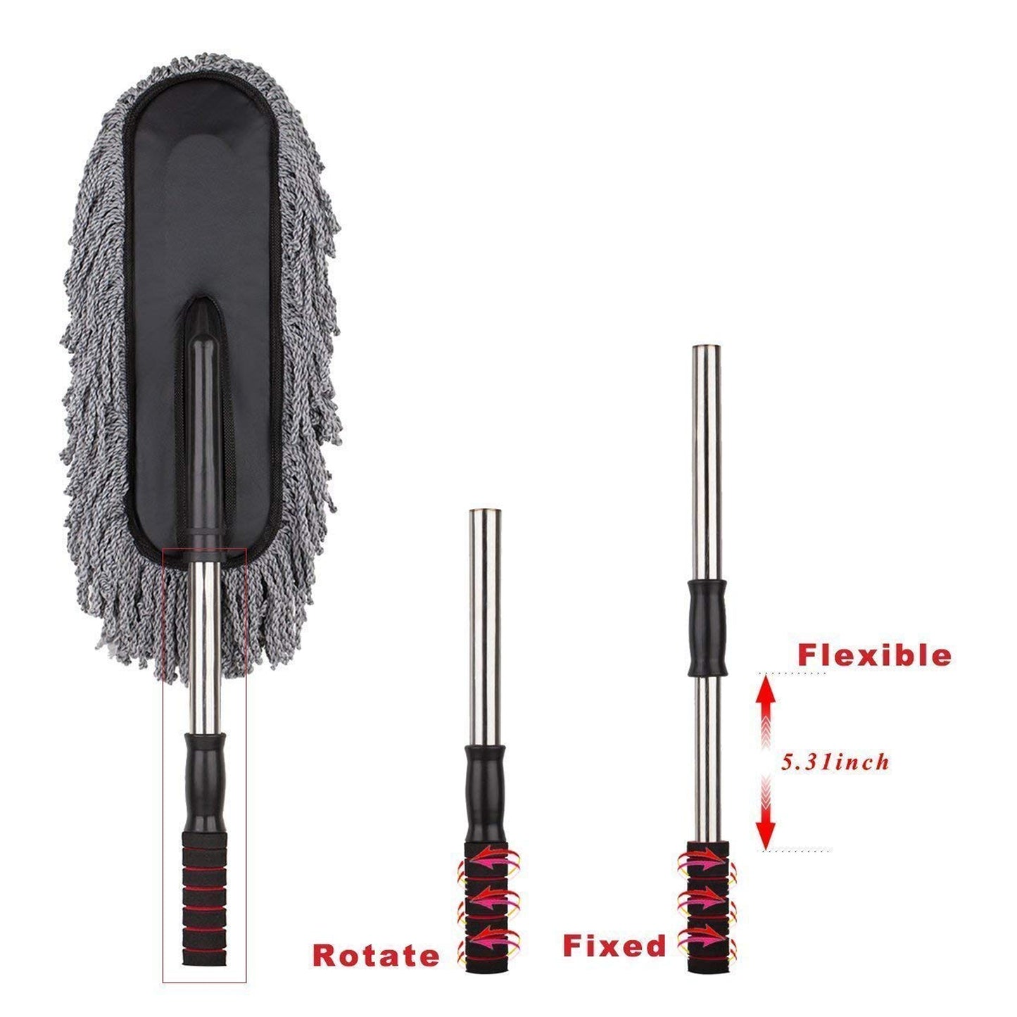 4749 Car Duster Long Retractablesoftnon-sliphandle Multipurpose Microfiber Wash Brush Vehicle Interior And Exterior Cleaning Kit With For Car Boats Or Home