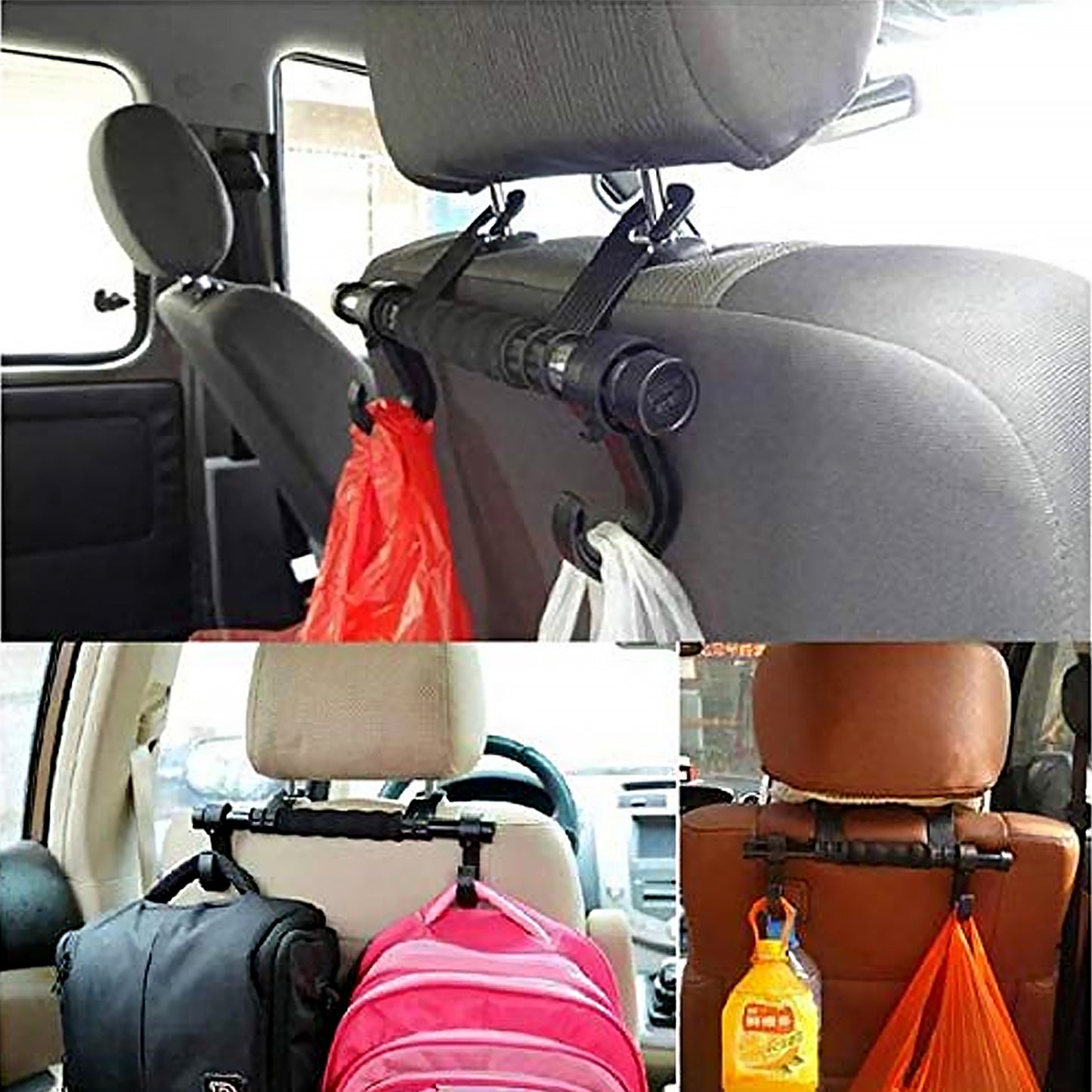 17763 Back Seat Organizer Head Rest Luggage Bag Holder Hook Hanger Kit For Car Truck Suv